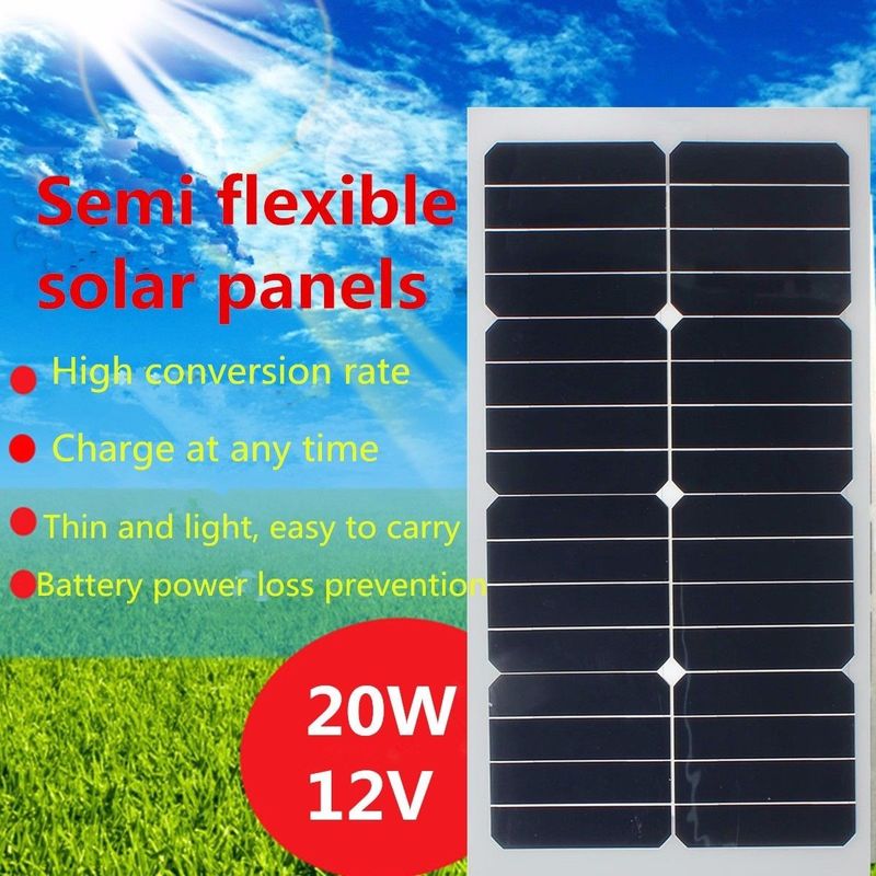 Strongly Waterproof Flexible PV Solar Panels 18V 25W With Two Conductor Wire